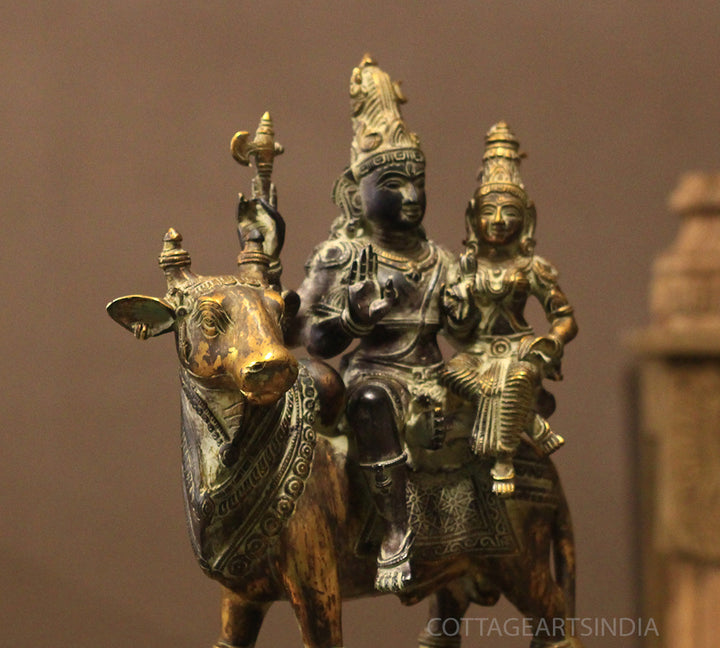 Brass Shiva Parvati on Bull 16"