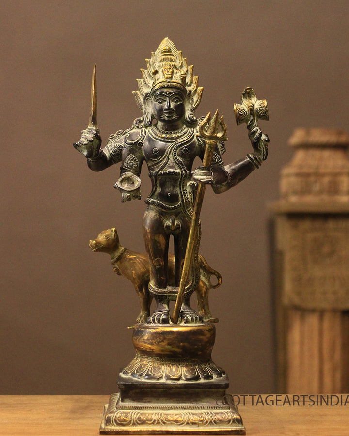 Brass Bhairav Black Antique Finish 18"