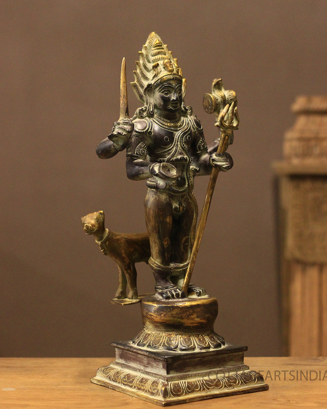 Brass Bhairav Black Antique Finish 18"