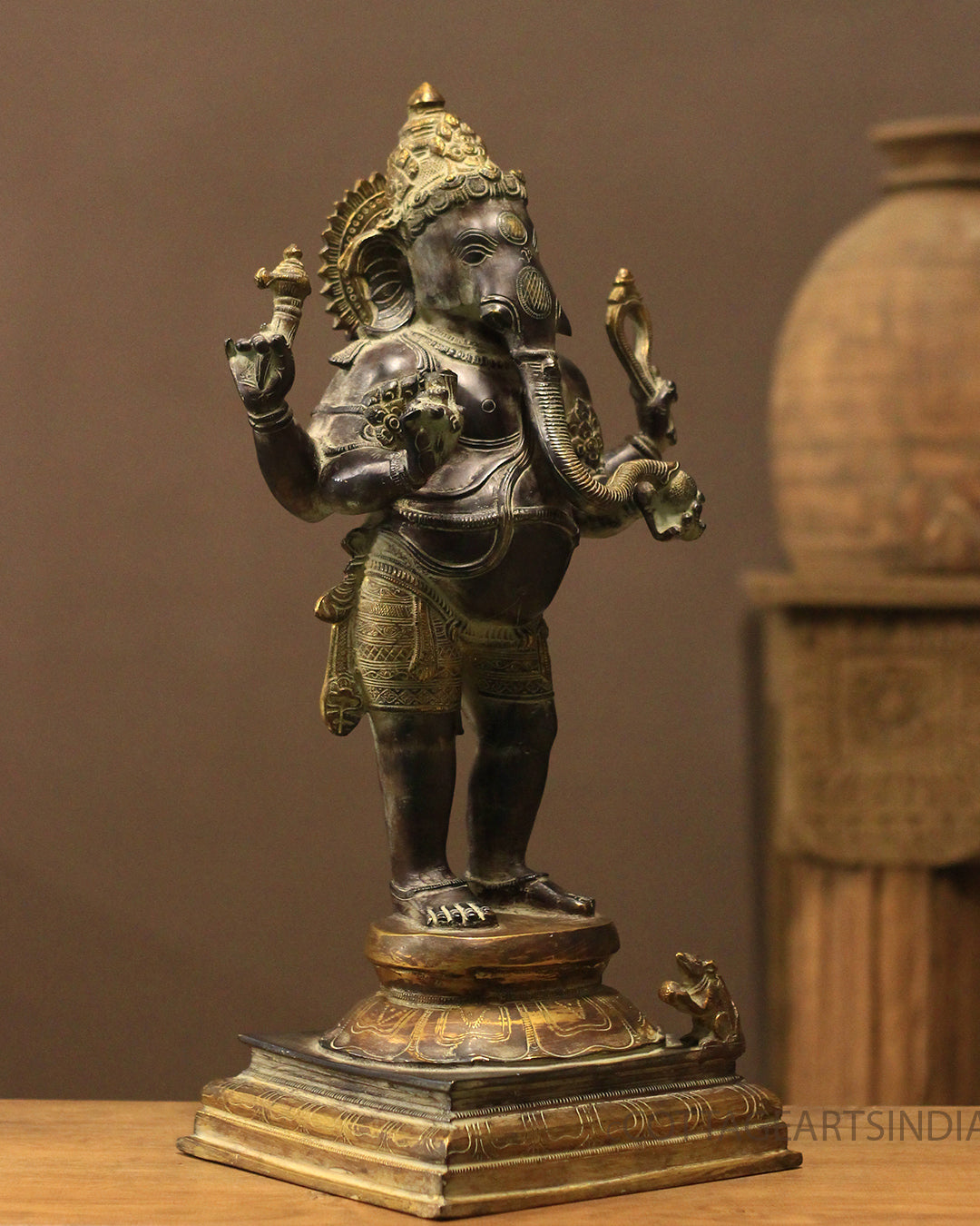 Brass Four Arm Standing Ganesh 20"