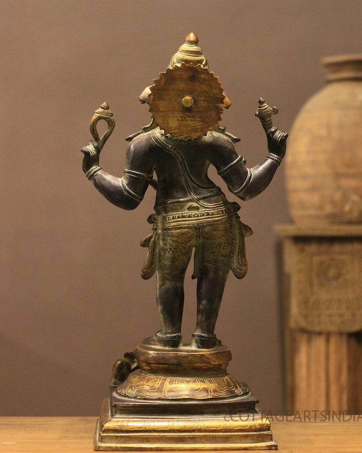 Brass Four Arm Standing Ganesh 20"