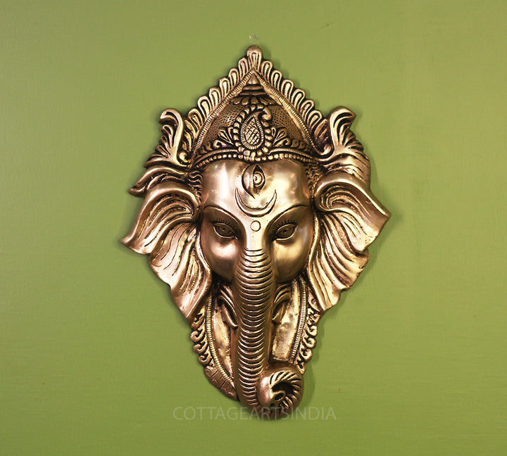 Brass Ganesha Face for Main Door Wall Hanging