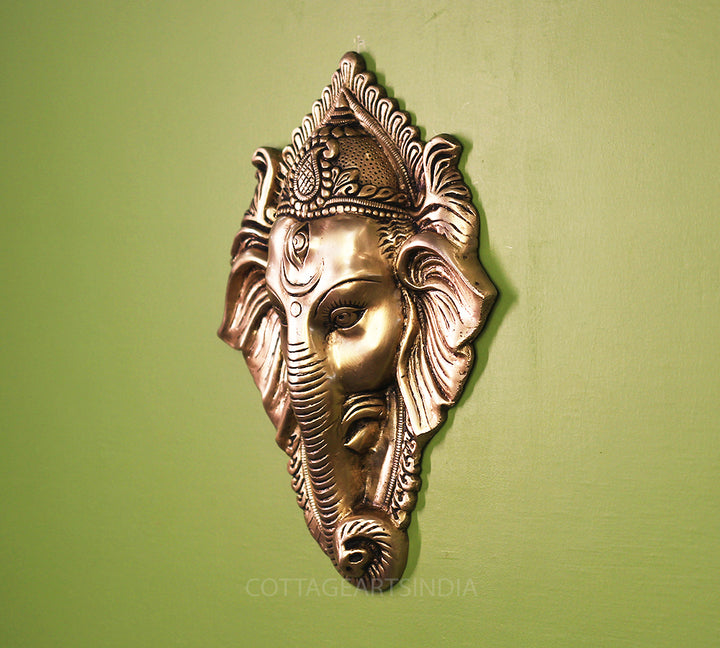 Brass Ganesha Face for Main Door Wall Hanging