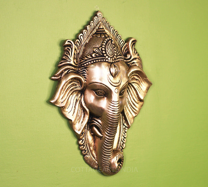 Brass Ganesha Face for Main Door Wall Hanging