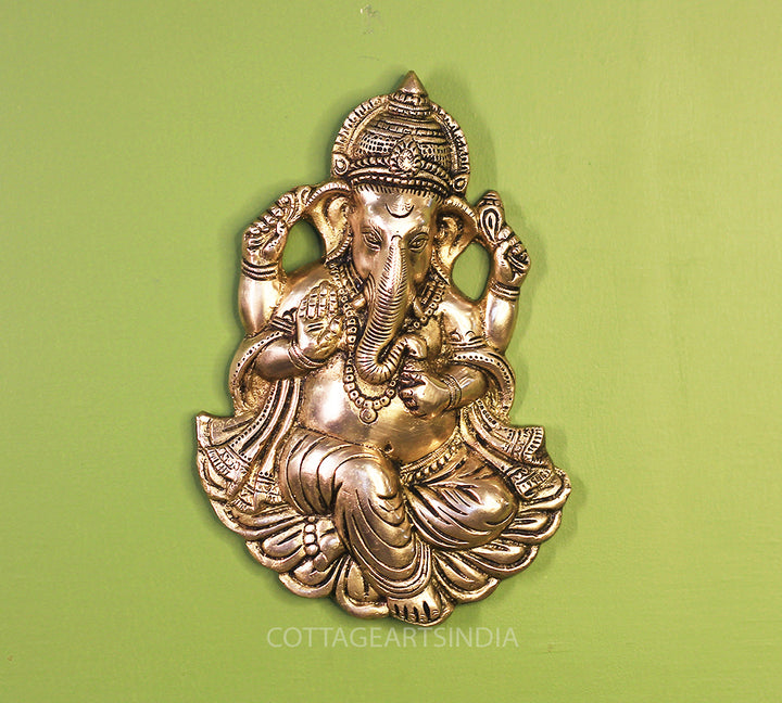 Brass Ganesha Face for Main Door Wall Hanging