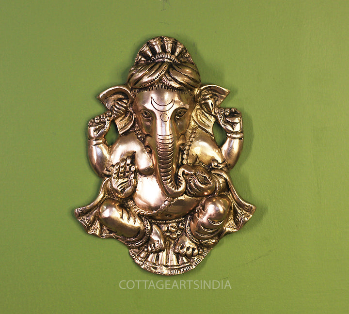 Brass Ganesha Face for Main Door Wall Hanging