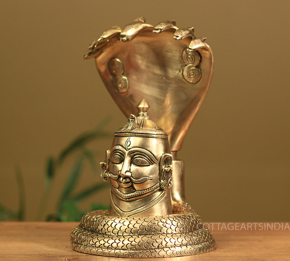 Brass Superfine Shiva Head with Naga