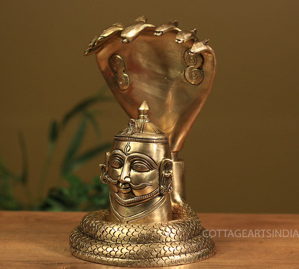 Brass Superfine Shiva Head with Naga