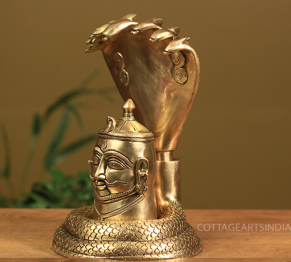 Brass Superfine Shiva Head with Naga