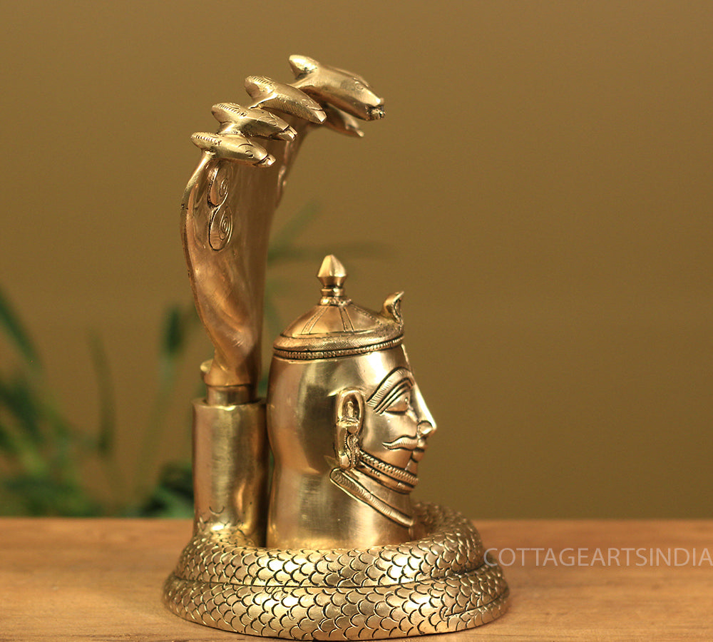 Brass Superfine Shiva Head with Naga