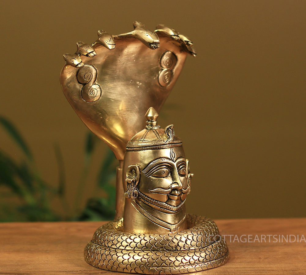 Brass Superfine Shiva Head with Naga