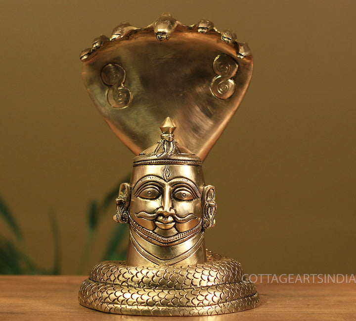 Brass Superfine Shiva Head with Naga