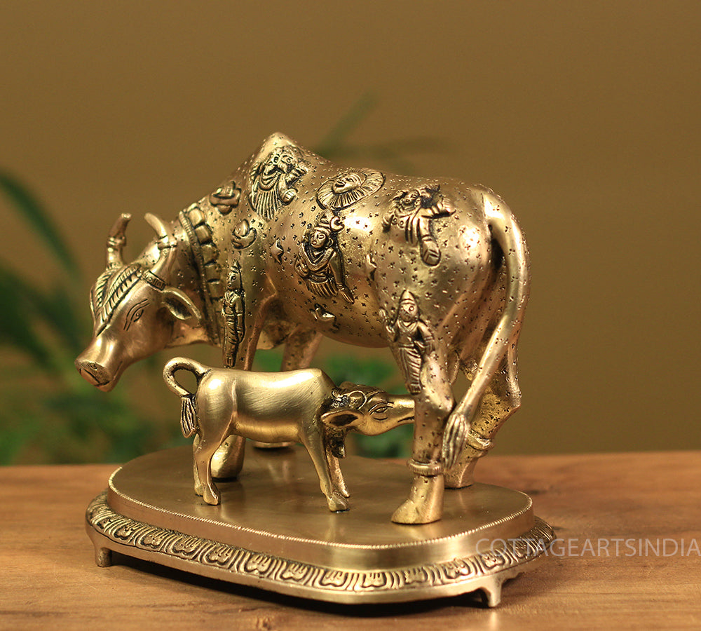 Brass Kamdhenu Cow with Calf