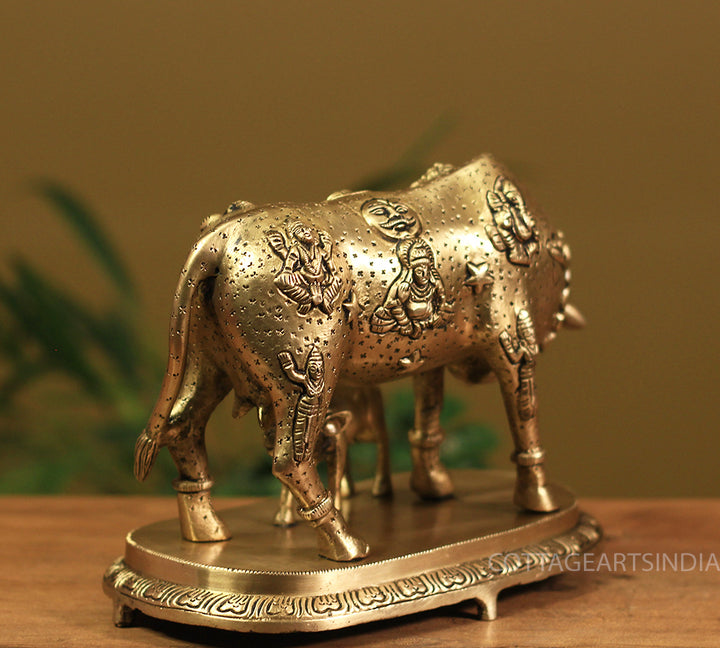 Brass Kamdhenu Cow with Calf