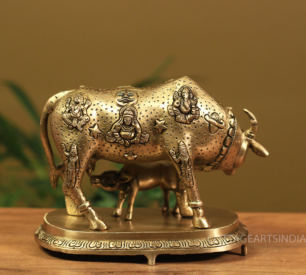 Brass Kamdhenu Cow with Calf