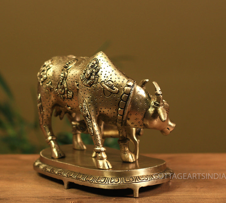 Brass Kamdhenu Cow with Calf