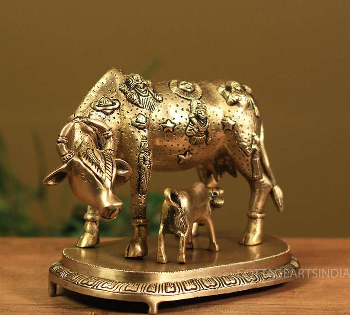 Brass Kamdhenu Cow with Calf