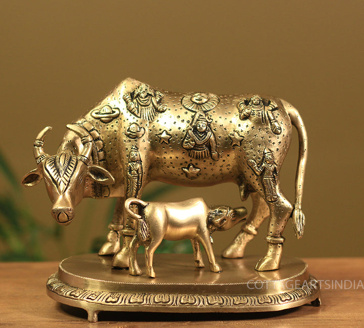 Brass Kamdhenu Cow with Calf