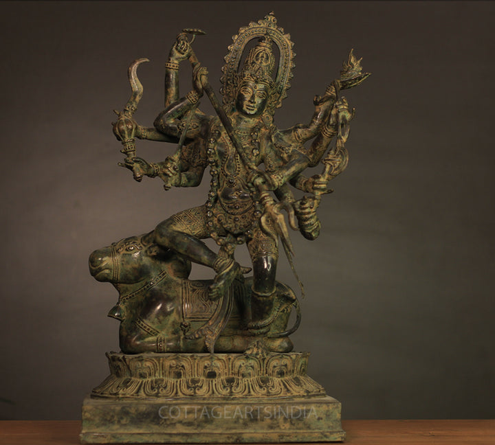 Balinese Bronze 10 Armed Durga Mahisura Mardini 18"