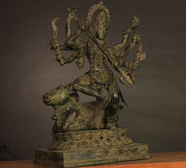 Balinese Bronze 10 Armed Durga Mahisura Mardini 18"