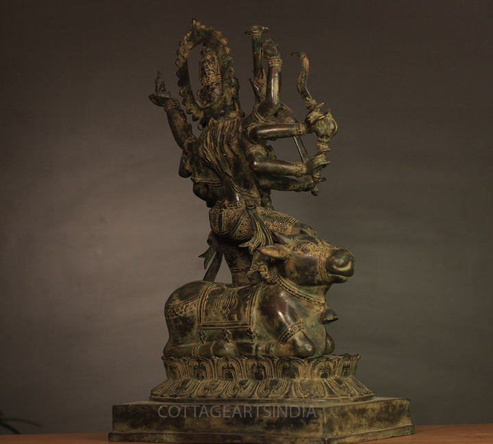 Balinese Bronze 10 Armed Durga Mahisura Mardini 18"