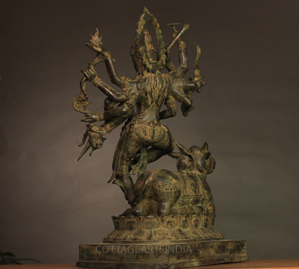 Balinese Bronze 10 Armed Durga Mahisura Mardini 18"