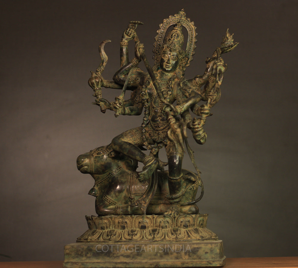 Balinese Bronze 10 Armed Durga Mahisura Mardini 18"