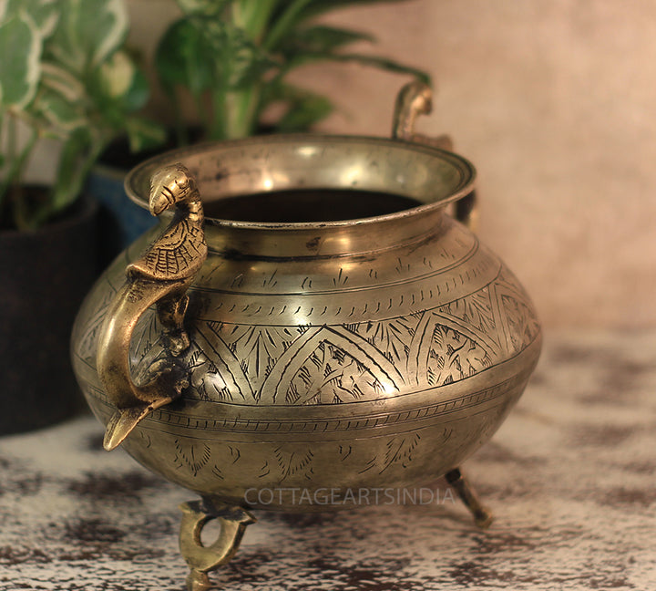 Brass Vintage Carved Planter