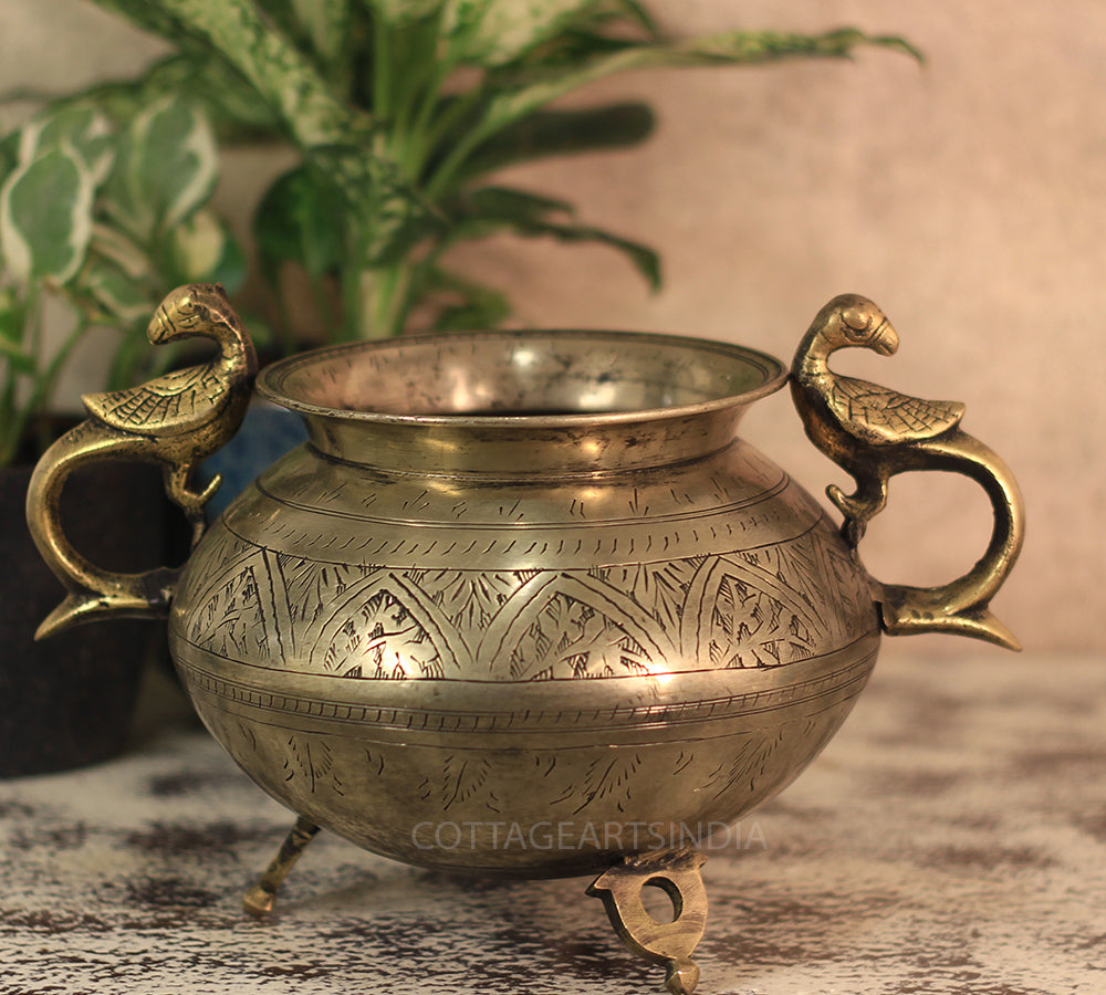 Brass Vintage Carved Planter