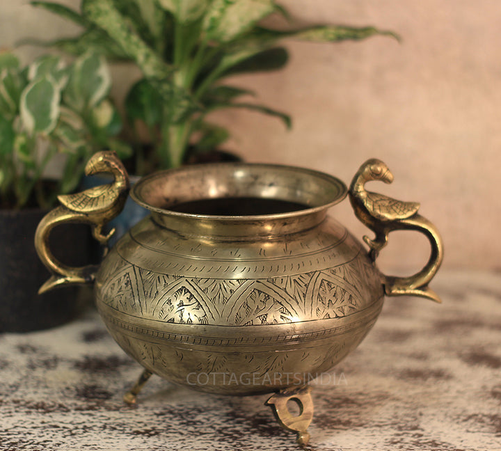 Brass Vintage Carved Planter