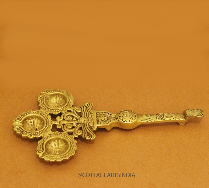 Brass Pooja Spoon 3 diya