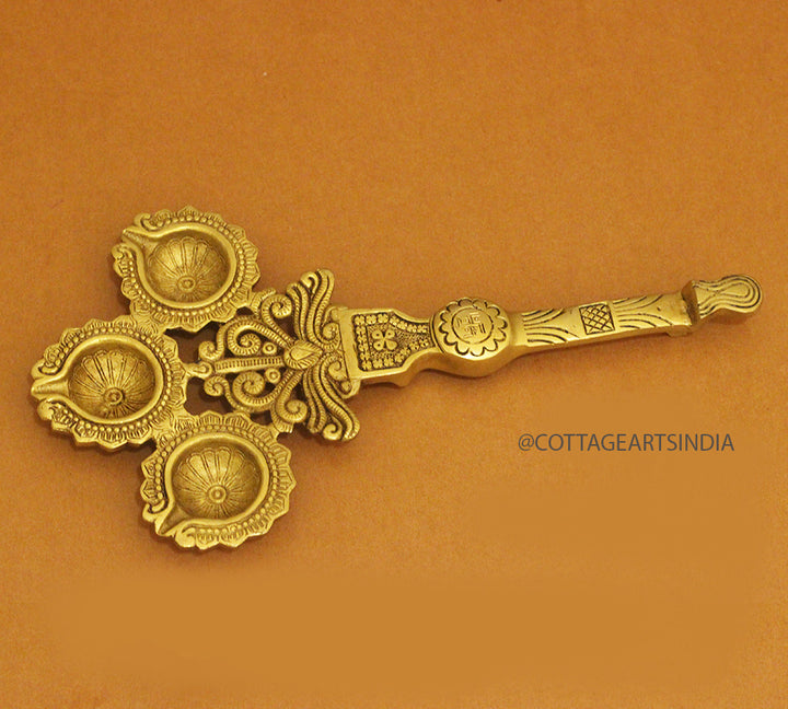 Brass Pooja Spoon 3 diya