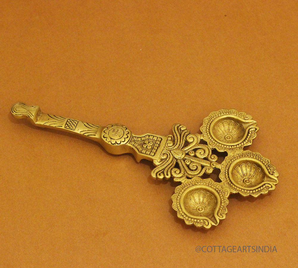 Brass Pooja Spoon 3 diya