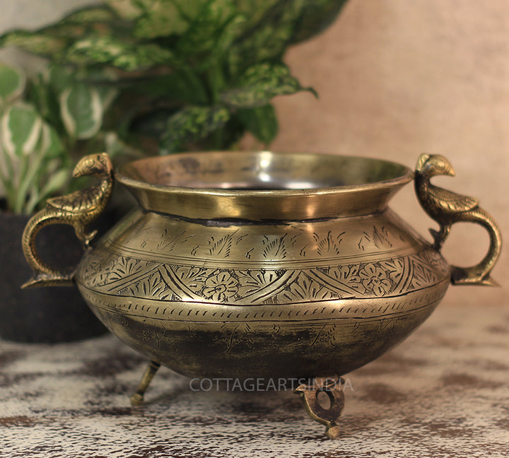 Brass Vintage Carved Planter