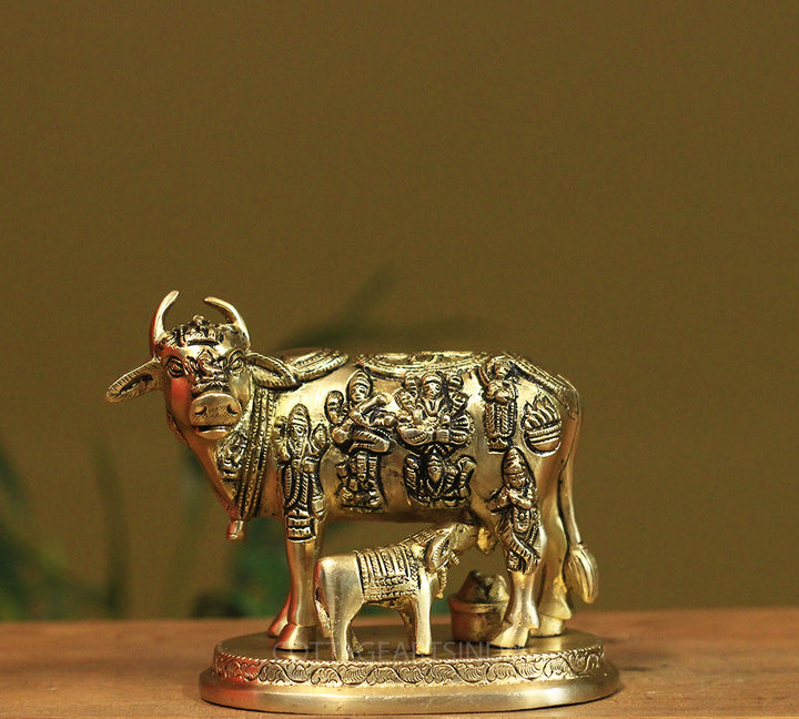 Brass Kamdhenu Cow with Calf