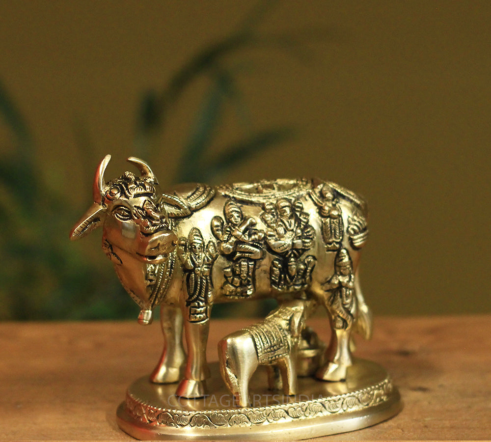 Brass Kamdhenu Cow with Calf