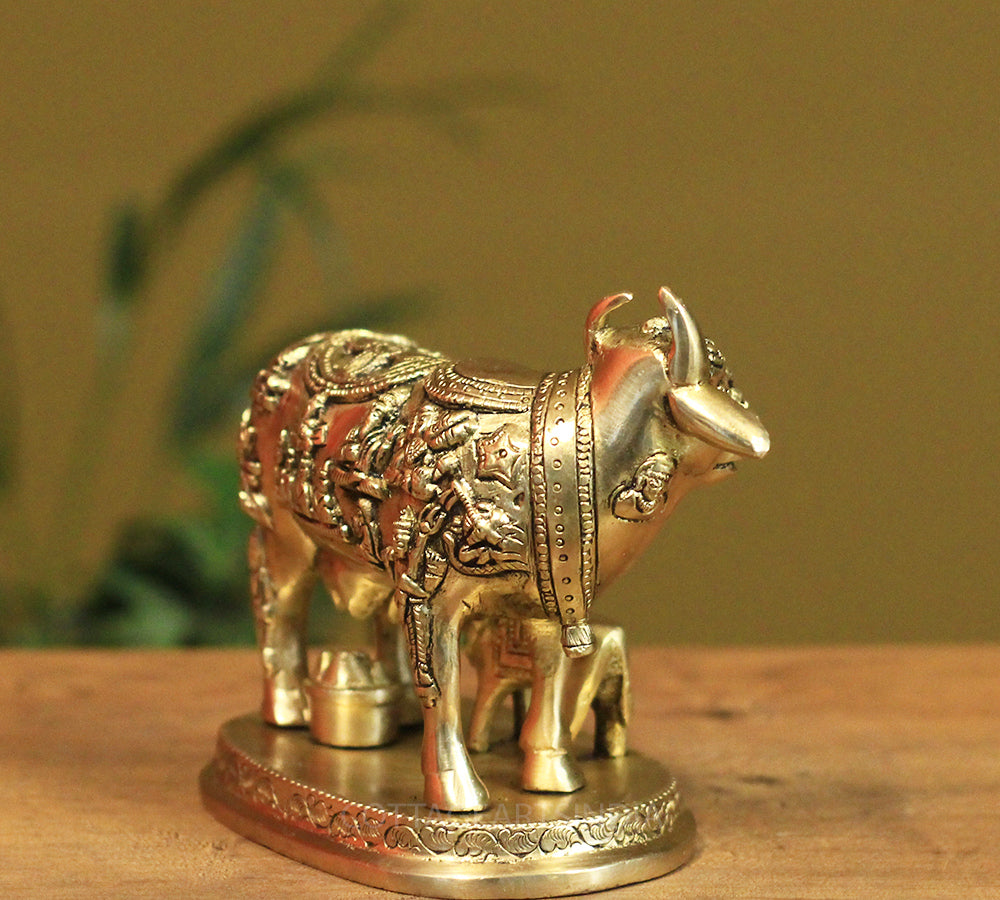 Brass Kamdhenu Cow with Calf