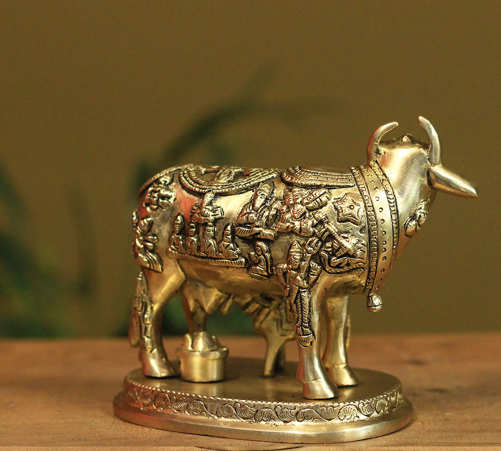 Brass Kamdhenu Cow with Calf