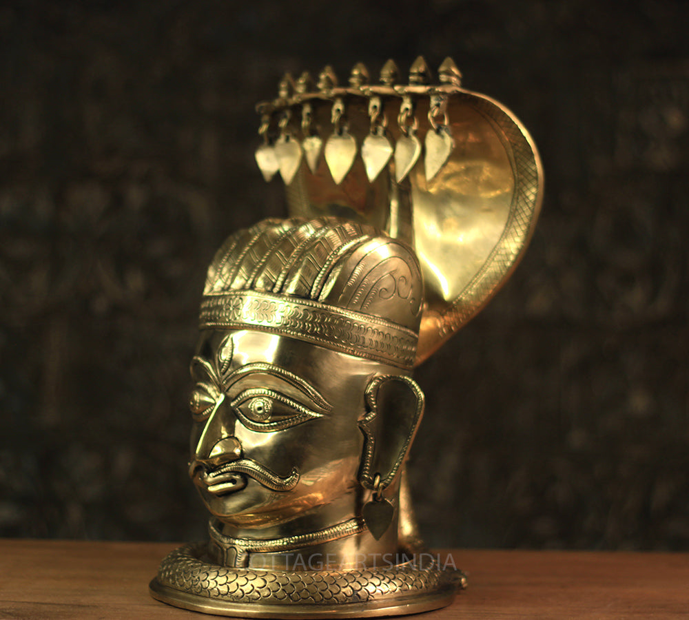 Brass Shiva Mukhlingam With Nagabharanam 13"