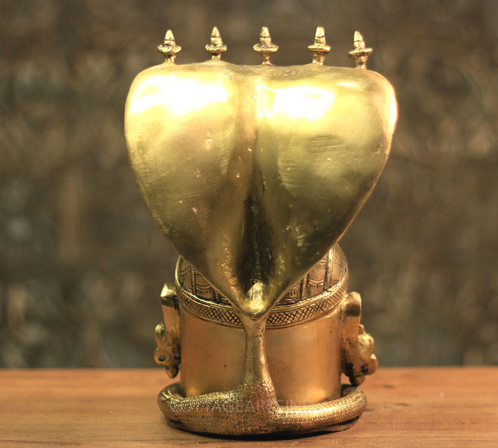 Brass Shiva Mukhlingam With Nagabharanam