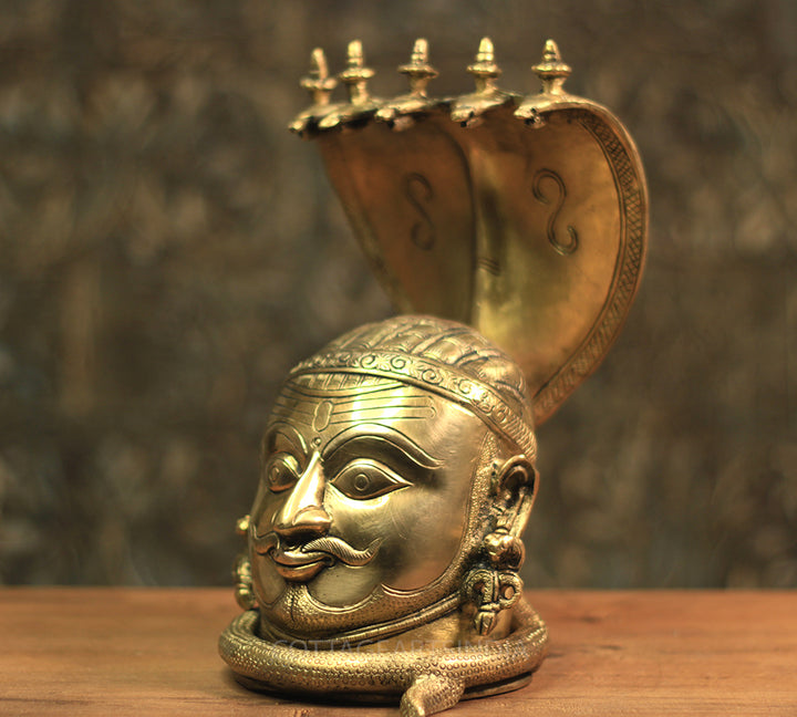 Brass Shiva Mukhlingam With Nagabharanam