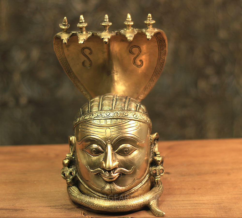 Brass Shiva Mukhlingam With Nagabharanam