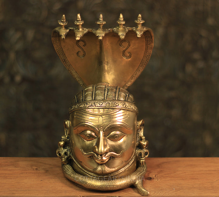 Brass Shiva Mukhlingam With Nagabharanam