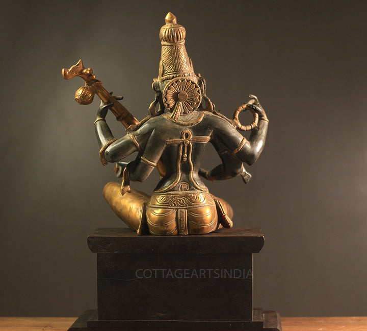 Brass Saraswati Antique Black and Gold