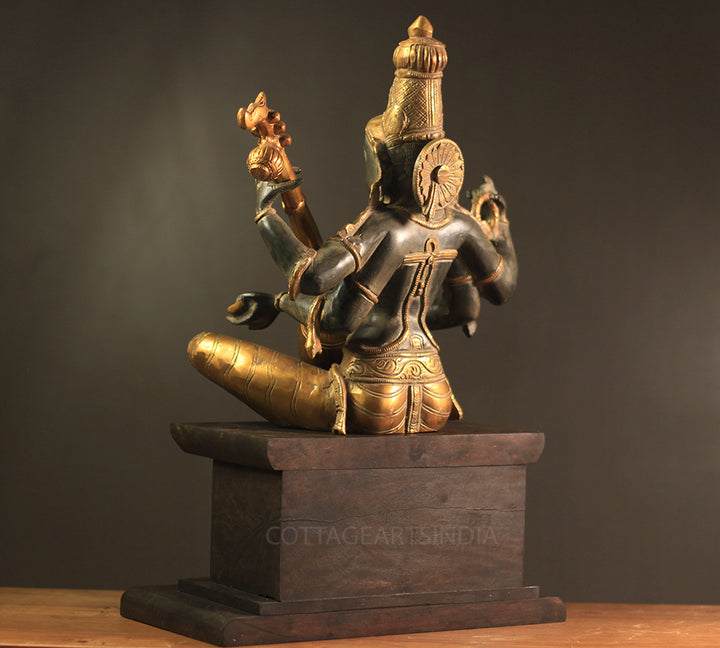 Brass Saraswati Antique Black and Gold