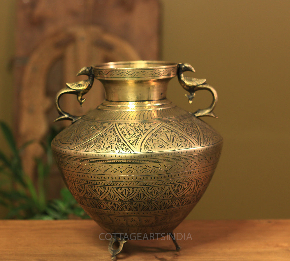 Brass Vintage Carved Planter