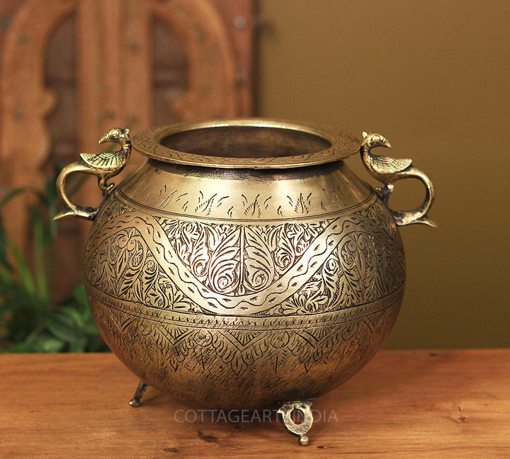 Brass Vintage Carved Planter