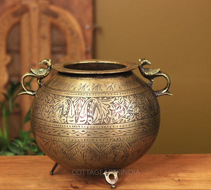 Brass Vintage Carved Planter