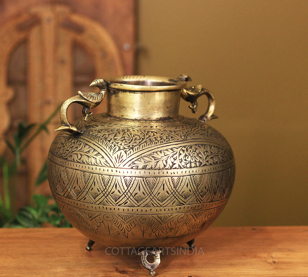 Brass Vintage Carved Planter