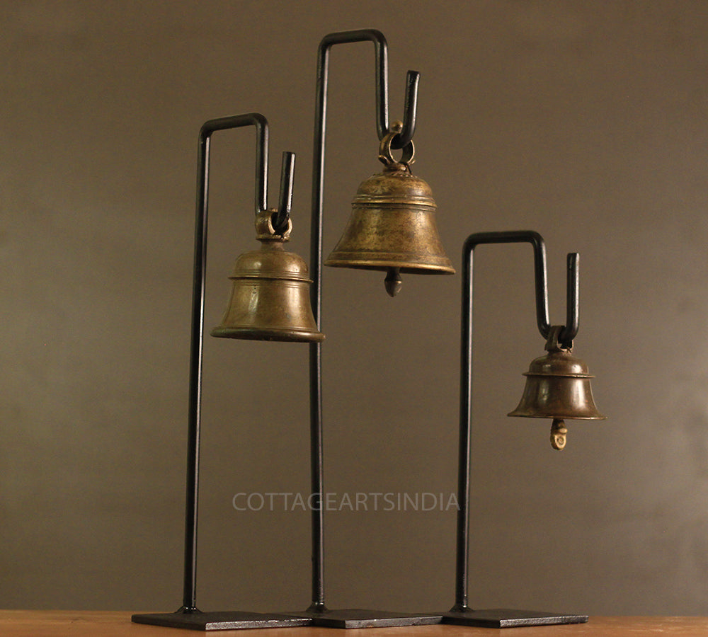 Vintage Brass Bells on Stand